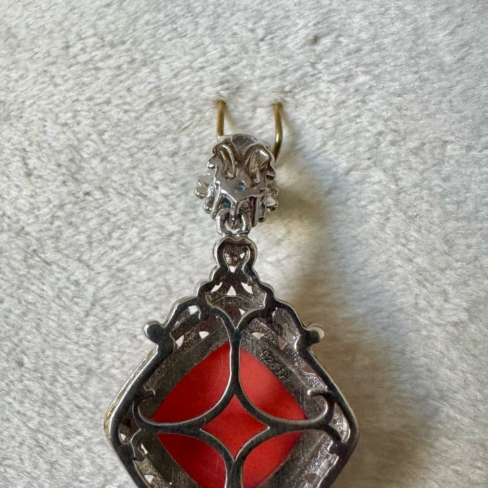 Gems En Vogue Michael Valitutti Coral N Sleeping Turquoise 24K/Silver Pendant - Picture 6 of 8